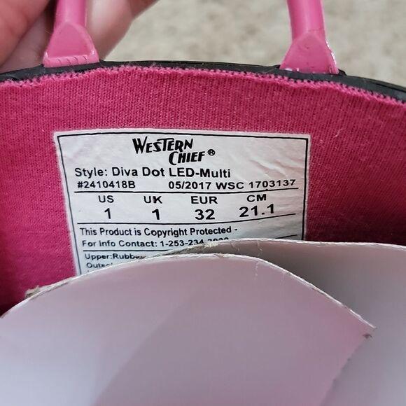 New Western Chief Diva Dot LED Light Up Rubber Rain Boots Size 1 - Picture 5 of 9